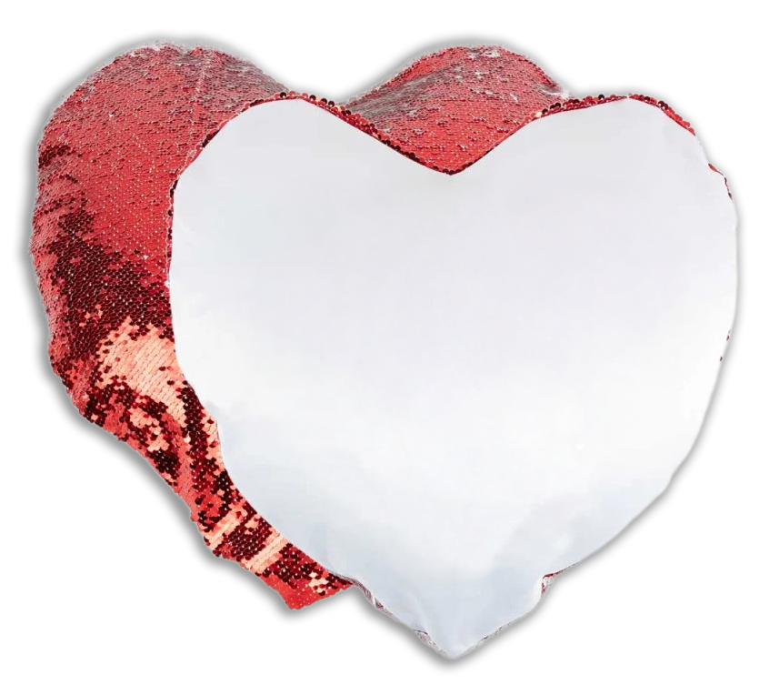 Housse de coussin en polyester et paillettes Coeur