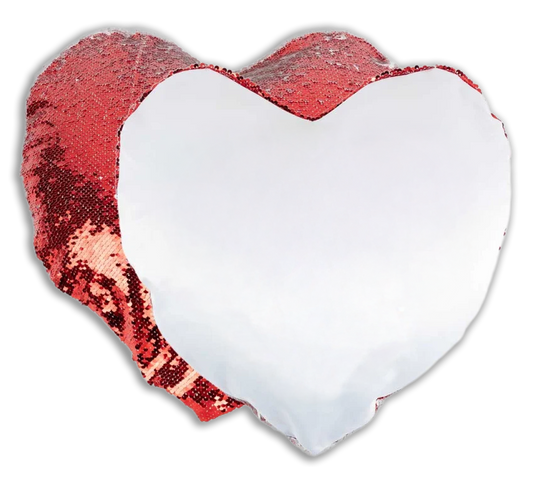 Housse de coussin en polyester et paillettes Coeur