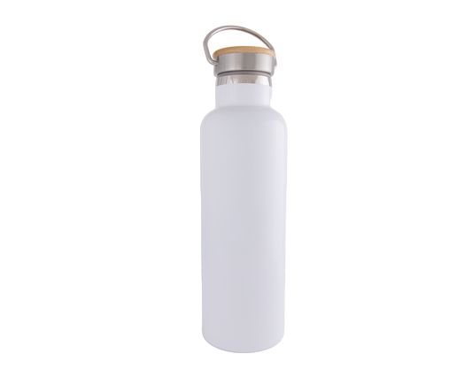 Bouteille isotherme en acier inoxydable avec bouchon bambou